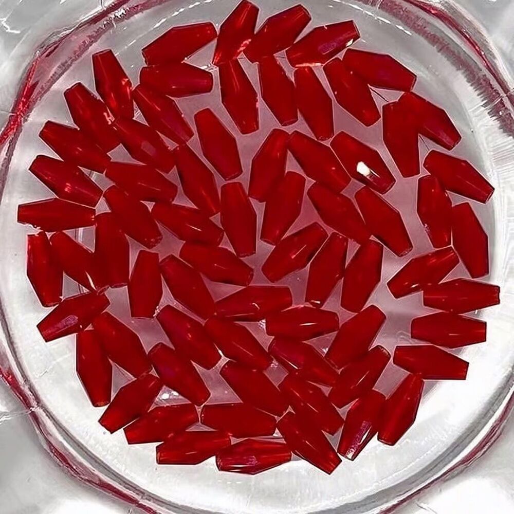 60pcs Beads for Jewelry #17916 Red Crystal Long Bicone Bead